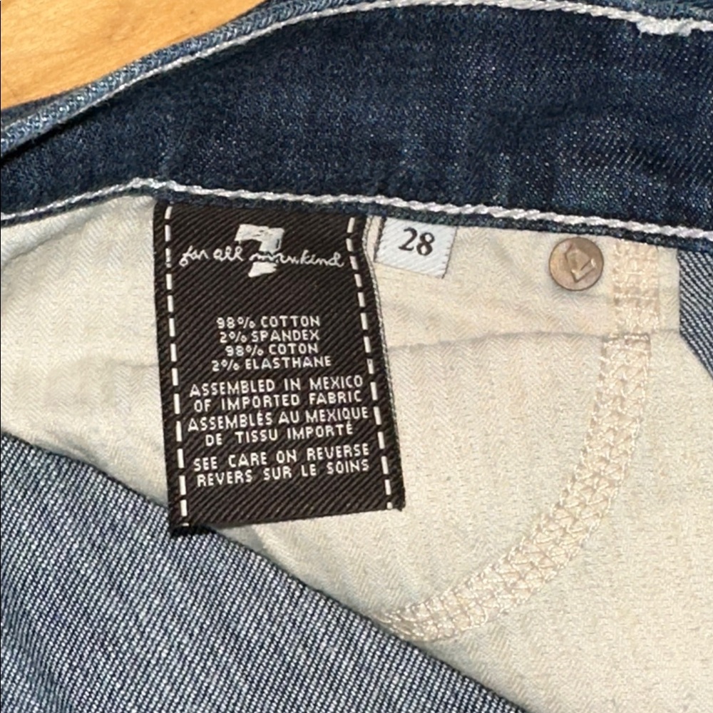 Dojo 28 x 33 x 8 —-7 For All Mankind Women's Dark Blue Wide Leg Jeans - Picture 6 of 11